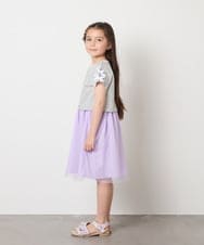 KJEGB41049 a.v.v KIDS(アー・ヴェ・ヴェ) [140-150]袖リボンチュールドッキングワンピース ラベンダー