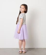 KJEGB41049 a.v.v KIDS(アー・ヴェ・ヴェ) [140-150]袖リボンチュールドッキングワンピース ラベンダー