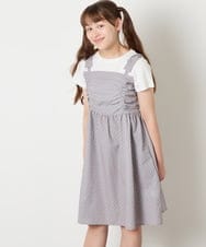 KJEGD57054 a.v.v KIDS(アー・ヴェ・ヴェ) [120-160]【冷感】肩リボンドッキングワンピース グレージュ