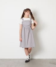 KJEGD57054 a.v.v KIDS(アー・ヴェ・ヴェ) [120-160]【冷感】肩リボンドッキングワンピース グレージュ