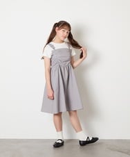 KJEGD57054 a.v.v KIDS(アー・ヴェ・ヴェ) [120-160]【冷感】肩リボンドッキングワンピース グレージュ