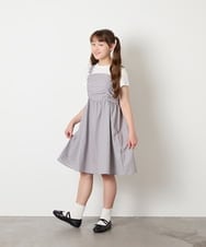 KJEGD57054 a.v.v KIDS(アー・ヴェ・ヴェ) [120-160]【冷感】肩リボンドッキングワンピース グレージュ