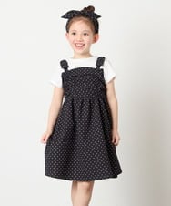 KJEGD57054 a.v.v KIDS(アー・ヴェ・ヴェ) [120-160]【冷感】肩リボンドッキングワンピース ブラック