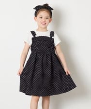KJEGD57054 a.v.v KIDS(アー・ヴェ・ヴェ) [120-160]【冷感】肩リボンドッキングワンピース ブラック