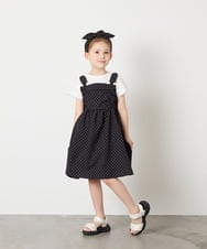 KJEGD57054 a.v.v KIDS(アー・ヴェ・ヴェ) [120-160]【冷感】肩リボンドッキングワンピース ブラック