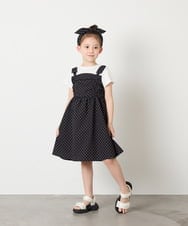 KJEGD57054 a.v.v KIDS(アー・ヴェ・ヴェ) [120-160]【冷感】肩リボンドッキングワンピース ブラック