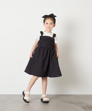 KJEGD57054 a.v.v KIDS(アー・ヴェ・ヴェ) [120-160]【冷感】肩リボンドッキングワンピース ブラック
