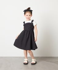 KJEGD57054 a.v.v KIDS(アー・ヴェ・ヴェ) [120-160]【冷感】肩リボンドッキングワンピース ブラック