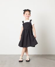 KJEGD57054 a.v.v KIDS(アー・ヴェ・ヴェ) [120-160]【冷感】肩リボンドッキングワンピース ブラック