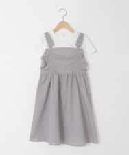 KJEGD57054 a.v.v KIDS(アー・ヴェ・ヴェ) [120-160]【冷感】肩リボンドッキングワンピース グレージュ