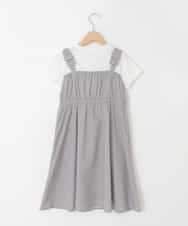 KJEGD57054 a.v.v KIDS(アー・ヴェ・ヴェ) [120-160]【冷感】肩リボンドッキングワンピース グレージュ