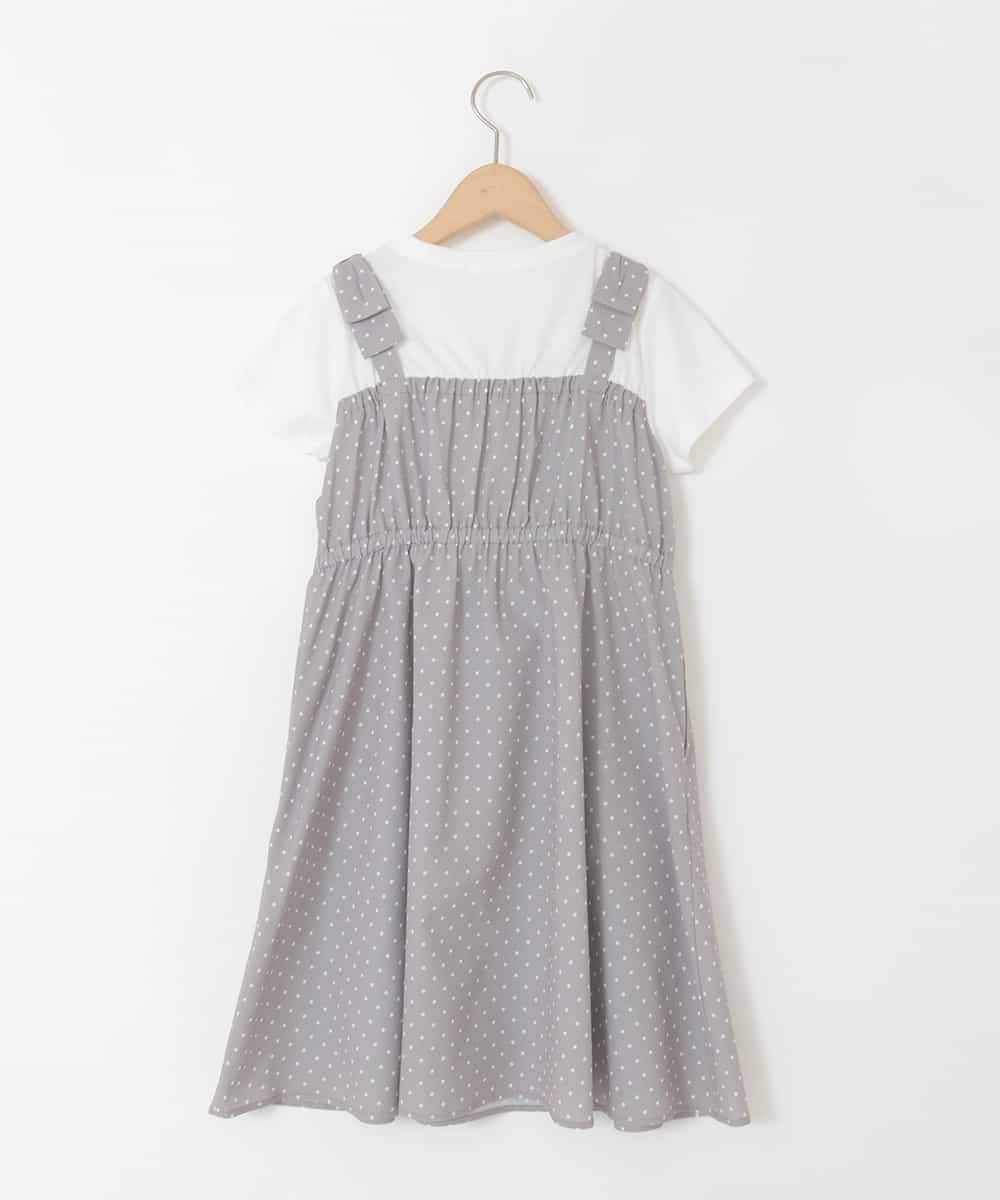 KJEGD57054 a.v.v KIDS(アー・ヴェ・ヴェ) [120-160]【冷感】肩リボンドッキングワンピース グレージュ