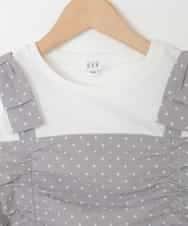 KJEGD57054 a.v.v KIDS(アー・ヴェ・ヴェ) [120-160]【冷感】肩リボンドッキングワンピース グレージュ