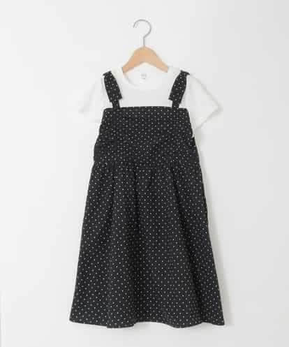 KJEGD57054 a.v.v KIDS [120-160]【冷感】肩リボンドッキングワンピース