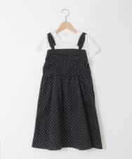 KJEGD57054 a.v.v KIDS(アー・ヴェ・ヴェ) [120-160]【冷感】肩リボンドッキングワンピース ブラック