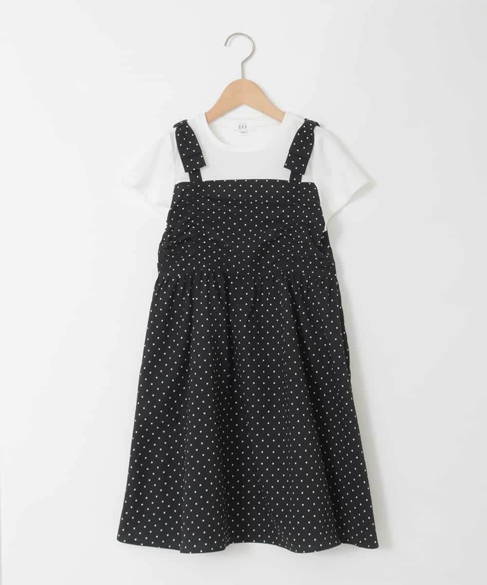 KJEGD57054 a.v.v KIDS(アー・ヴェ・ヴェ) [120-160]【冷感】肩リボンドッキングワンピース ブラック
