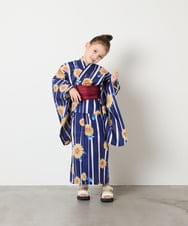 KJEGD90079 a.v.v KIDS(アー・ヴェ・ヴェ) [120-130]【WEB限定/2点セット/綿100％】簡単に着られる浴衣・兵児帯セット ネイビー