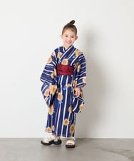 KJEGD90079 a.v.v KIDS(アー・ヴェ・ヴェ) [120-130]【WEB限定/2点セット/綿100％】簡単に着られる浴衣・兵児帯セット ネイビー