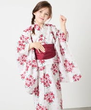 KJEGD90079 a.v.v KIDS(アー・ヴェ・ヴェ) [120-130]【WEB限定/2点セット/綿100％】簡単に着られる浴衣・兵児帯セット アイボリー