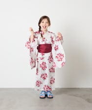 KJEGD90079 a.v.v KIDS(アー・ヴェ・ヴェ) [120-130]【WEB限定/2点セット/綿100％】簡単に着られる浴衣・兵児帯セット アイボリー