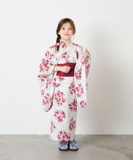 KJEGD90079 a.v.v KIDS(アー・ヴェ・ヴェ) [120-130]【WEB限定/2点セット/綿100％】簡単に着られる浴衣・兵児帯セット アイボリー