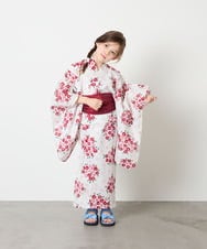 KJEGD90079 a.v.v KIDS(アー・ヴェ・ヴェ) [120-130]【WEB限定/2点セット/綿100％】簡単に着られる浴衣・兵児帯セット アイボリー