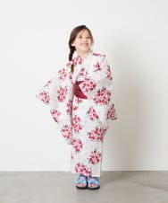 KJEGD90079 a.v.v KIDS(アー・ヴェ・ヴェ) [120-130]【WEB限定/2点セット/綿100％】簡単に着られる浴衣・兵児帯セット アイボリー