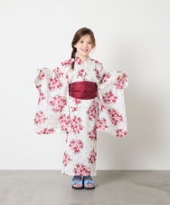 KJEGD90079 a.v.v KIDS(アー・ヴェ・ヴェ) [120-130]【WEB限定/2点セット/綿100％】簡単に着られる浴衣・兵児帯セット アイボリー