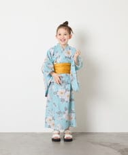 KJEGD91079 a.v.v KIDS(アー・ヴェ・ヴェ) [120-130]【WEB限定/2点セット/綿100％】簡単に着られるワンピース浴衣・兵児帯 ライトブルー