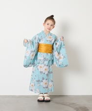 KJEGD91079 a.v.v KIDS(アー・ヴェ・ヴェ) [120-130]【WEB限定/2点セット/綿100％】簡単に着られるワンピース浴衣・兵児帯 ライトブルー