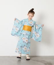 KJEGD91079 a.v.v KIDS(アー・ヴェ・ヴェ) [120-130]【WEB限定/2点セット/綿100％】簡単に着られるワンピース浴衣・兵児帯 ライトブルー