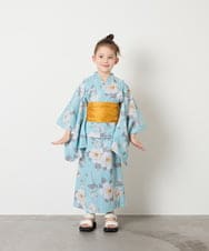 KJEGD91079 a.v.v KIDS(アー・ヴェ・ヴェ) [120-130]【WEB限定/2点セット/綿100％】簡単に着られるワンピース浴衣・兵児帯 ライトブルー