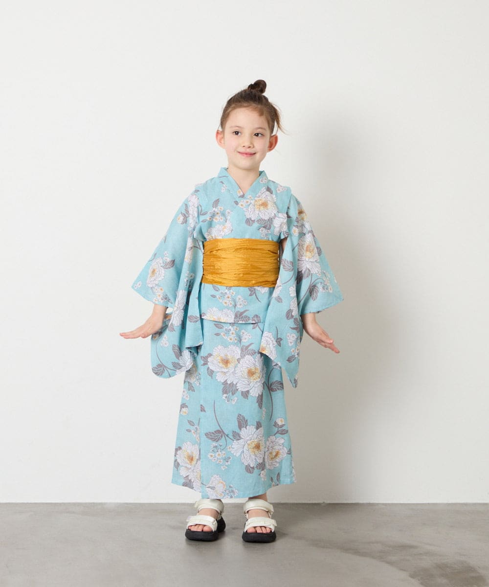 KJEGD91079 a.v.v KIDS(アー・ヴェ・ヴェ) [120-130]【WEB限定/2点セット/綿100％】簡単に着られるワンピース浴衣・兵児帯 ライトブルー