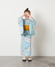 KJEGD91079 a.v.v KIDS(アー・ヴェ・ヴェ) [120-130]【WEB限定/2点セット/綿100％】簡単に着られるワンピース浴衣・兵児帯 ライトブルー