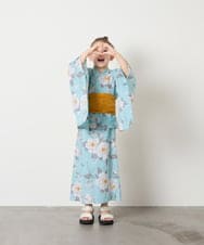 KJEGD91079 a.v.v KIDS(アー・ヴェ・ヴェ) [120-130]【WEB限定/2点セット/綿100％】簡単に着られるワンピース浴衣・兵児帯 ライトブルー