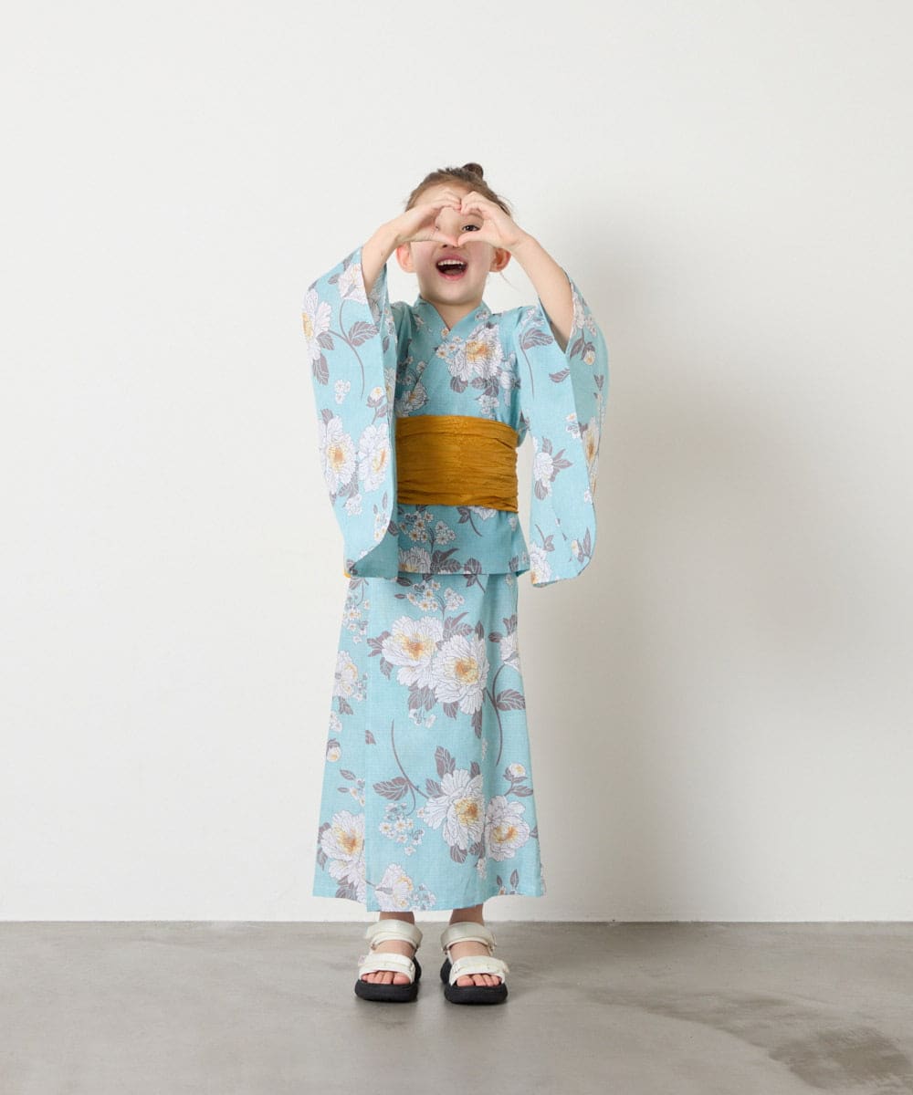 KJEGD91079 a.v.v KIDS(アー・ヴェ・ヴェ) [120-130]【WEB限定/2点セット/綿100％】簡単に着られるワンピース浴衣・兵児帯 ライトブルー