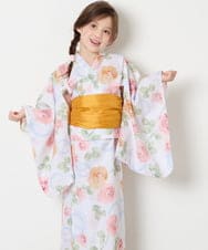 KJEGD91079 a.v.v KIDS(アー・ヴェ・ヴェ) [120-130]【WEB限定/2点セット/綿100％】簡単に着られるワンピース浴衣・兵児帯 アイボリー