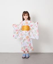 KJEGD91079 a.v.v KIDS(アー・ヴェ・ヴェ) [120-130]【WEB限定/2点セット/綿100％】簡単に着られるワンピース浴衣・兵児帯 アイボリー