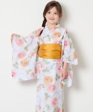 KJEGD91079 a.v.v KIDS(アー・ヴェ・ヴェ) [120-130]【WEB限定/2点セット/綿100％】簡単に着られるワンピース浴衣・兵児帯 アイボリー