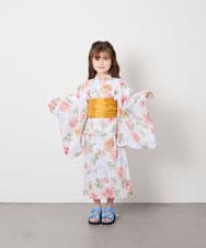 KJEGD91079 a.v.v KIDS(アー・ヴェ・ヴェ) [120-130]【WEB限定/2点セット/綿100％】簡単に着られるワンピース浴衣・兵児帯 アイボリー