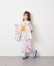 KJEGD91079 a.v.v KIDS(アー・ヴェ・ヴェ) [120-130]【WEB限定/2点セット/綿100％】簡単に着られるワンピース浴衣・兵児帯 アイボリー