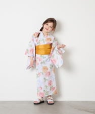 KJEGD91079 a.v.v KIDS(アー・ヴェ・ヴェ) [120-130]【WEB限定/2点セット/綿100％】簡単に着られるワンピース浴衣・兵児帯 アイボリー