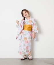 KJEGD91079 a.v.v KIDS(アー・ヴェ・ヴェ) [120-130]【WEB限定/2点セット/綿100％】簡単に着られるワンピース浴衣・兵児帯 アイボリー