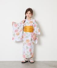 KJEGD91079 a.v.v KIDS(アー・ヴェ・ヴェ) [120-130]【WEB限定/2点セット/綿100％】簡単に着られるワンピース浴衣・兵児帯 アイボリー