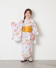 KJEGD91079 a.v.v KIDS(アー・ヴェ・ヴェ) [120-130]【WEB限定/2点セット/綿100％】簡単に着られるワンピース浴衣・兵児帯 アイボリー