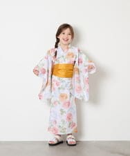 KJEGD91079 a.v.v KIDS(アー・ヴェ・ヴェ) [120-130]【WEB限定/2点セット/綿100％】簡単に着られるワンピース浴衣・兵児帯 アイボリー