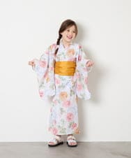 KJEGD91079 a.v.v KIDS(アー・ヴェ・ヴェ) [120-130]【WEB限定/2点セット/綿100％】簡単に着られるワンピース浴衣・兵児帯 アイボリー