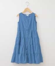 KJEGG31039 a.v.v KIDS(アー・ヴェ・ヴェ) [100-130]【イージーケア】前開きティアードワンピース[WEB限定サイズ] ブルー