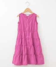 KJEGG31039 a.v.v KIDS(アー・ヴェ・ヴェ) [100-130]【イージーケア】前開きティアードワンピース[WEB限定サイズ] パープル