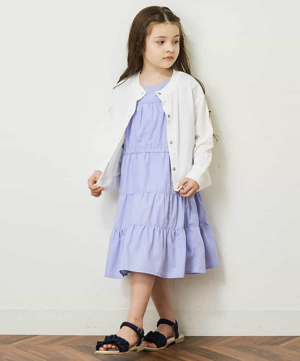 KJEGP01039 a.v.v KIDS(アー・ヴェ・ヴェ) [100-130]【イージーケア】サイドリボンティアードワンピース ライトブルー
